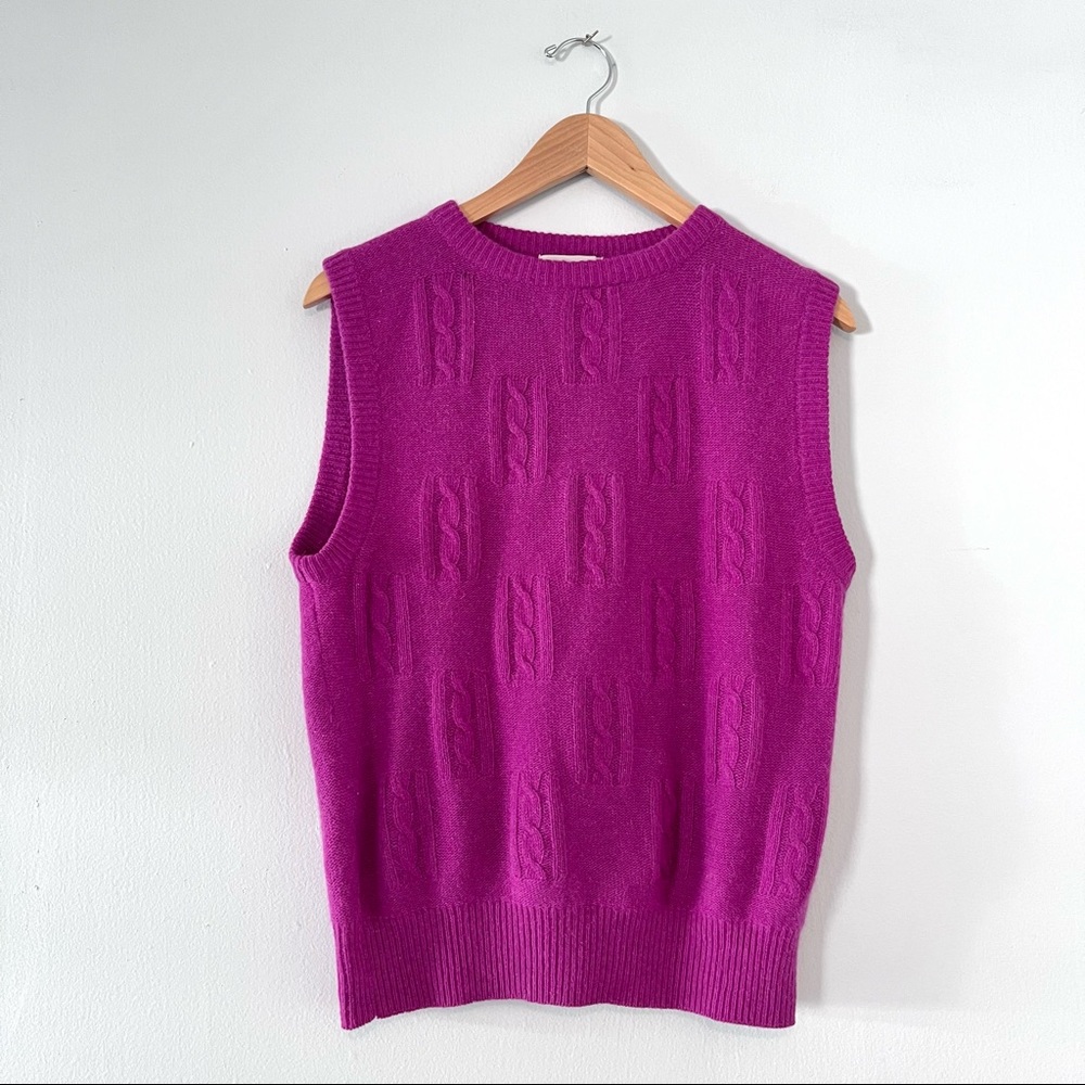 Vintage Knit Sweater Vest Bright Pink